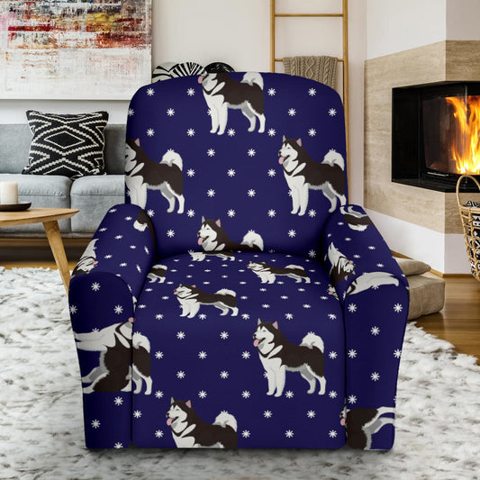 Alaskan Malamute Pattern Print Design 04 Recliner Slipcover with Pocket