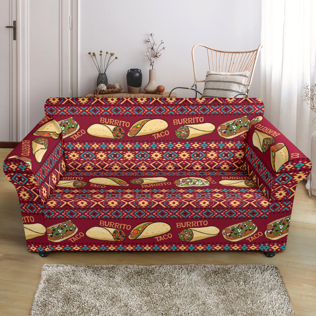 Burrito Taco Print Design LKS302 Loveseat Couch Slipcover