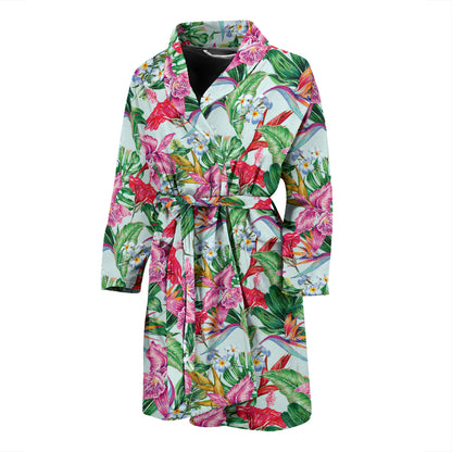Tropical Flower Print Design LKS304 Men Bathrobe