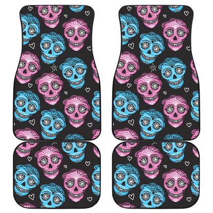 Day of the Dead Skull Print Pattern Car Floor Mats Front Back