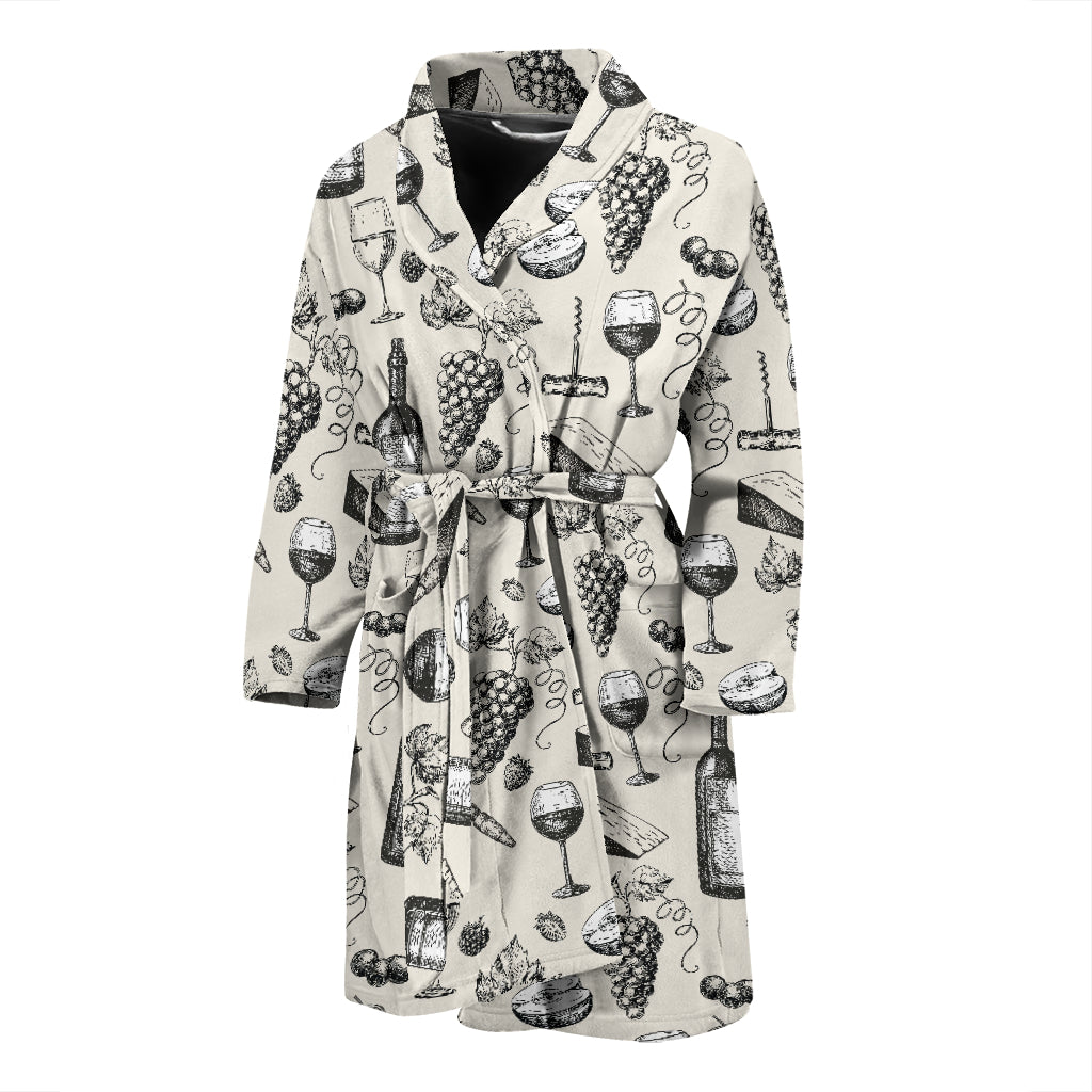 Wine Themed Print Design LKS306 Men Bathrobe