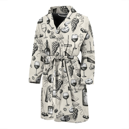 Wine Themed Print Design LKS306 Men Bathrobe