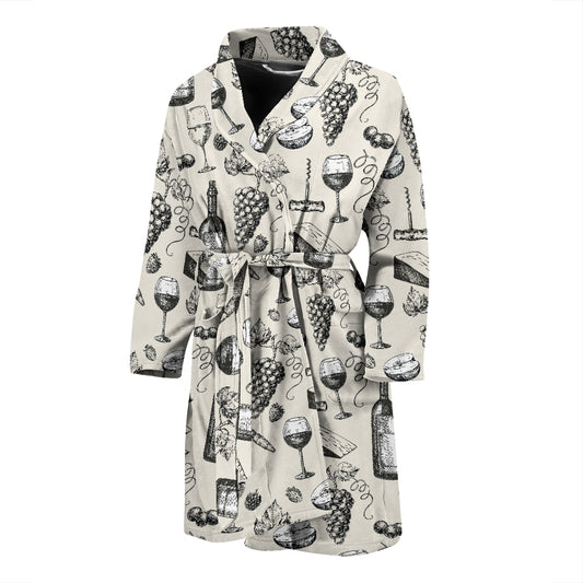Wine Themed Print Design LKS306 Men Bathrobe