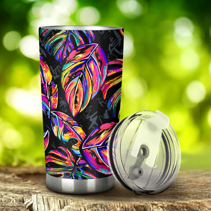 Neon Color Tropical Palm Leaves Tumbler