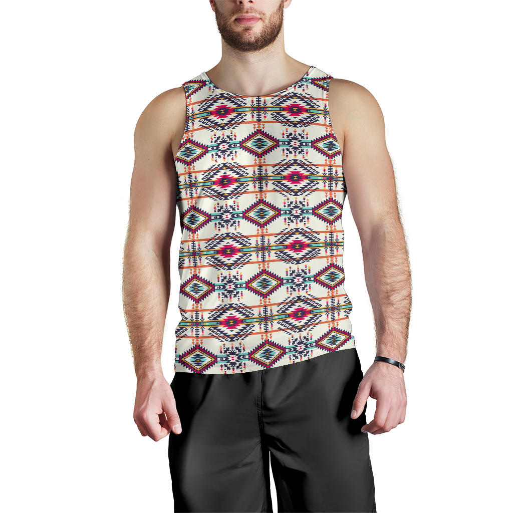 Indian Navajo Art Themed Design Print Men Tank Top