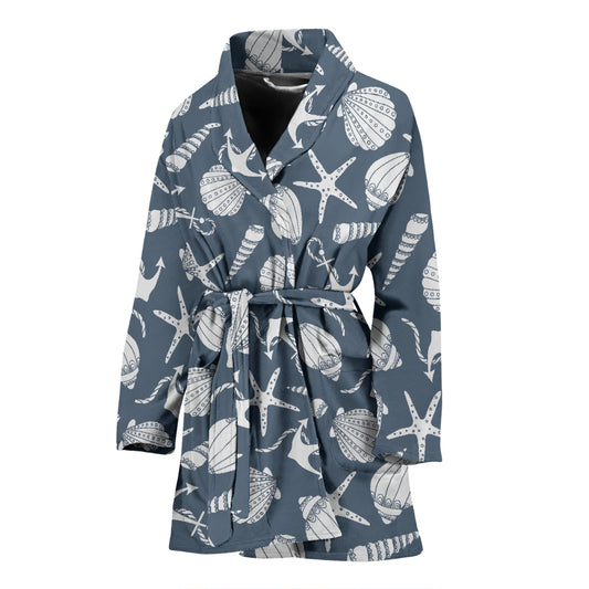 Seashell Print Design LKS306 Women Bathrobe