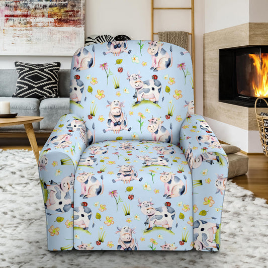 Cow Happy Pattern Print Design 05 Recliner Slipcover with Pocket