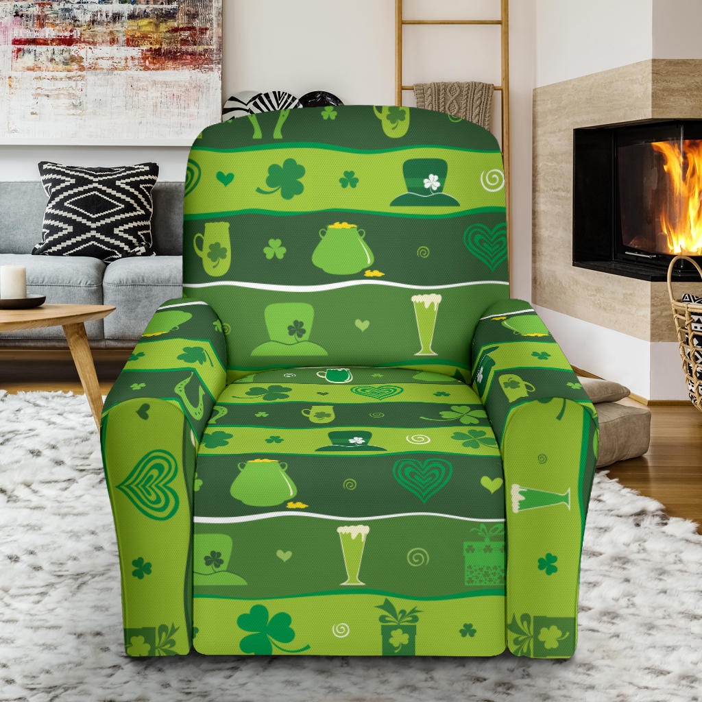 Shamrock Print Design LKS303 Recliner Slipcover with Pocket