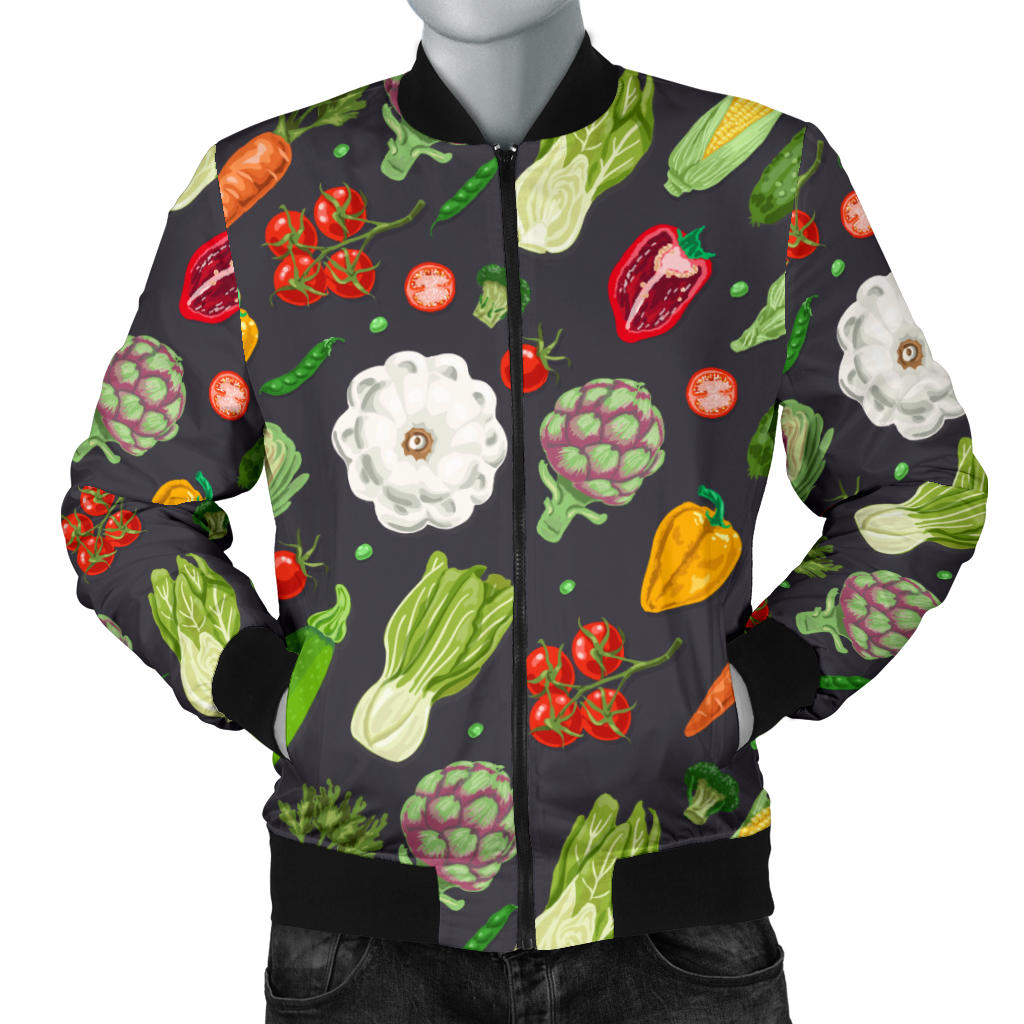Vegan Pattern Themed Design Print Men Bomber Jacket