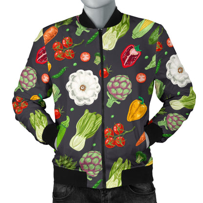 Vegan Pattern Themed Design Print Men Bomber Jacket