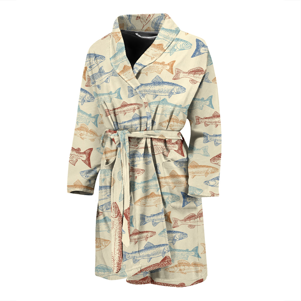 Salmon Fish Print Design LKS302 Men Bathrobe