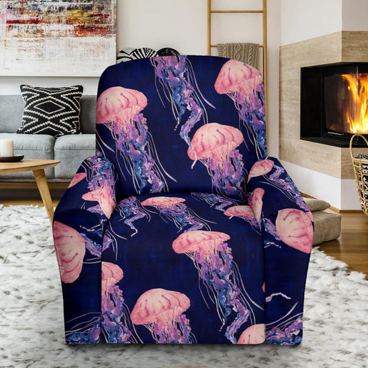Jellyfish Pattern Print Design 03 Recliner Slipcover with Pocket