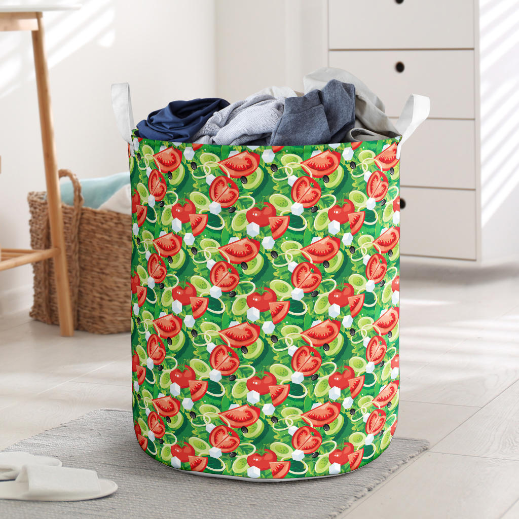 Vegan Salad Themed Design Print Laundry Basket