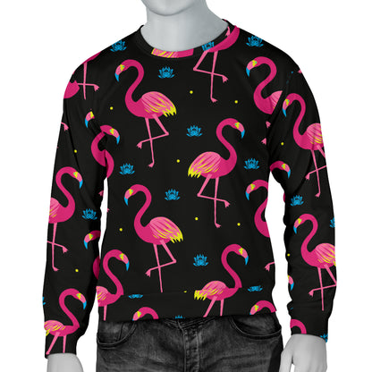 Flamingo Pink Neon Print Pattern Men Long Sleeve Sweatshirt