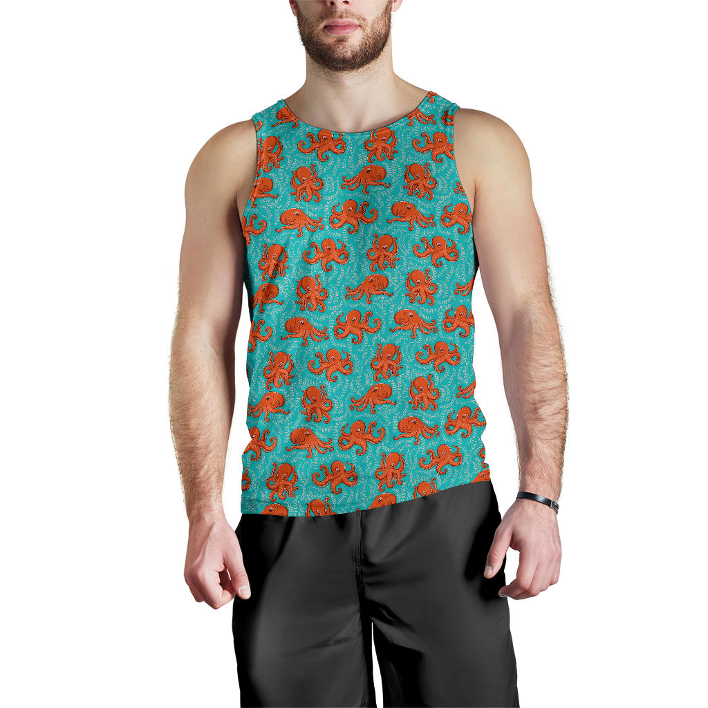 Octopus Cartoon Design Print Themed Men Tank Top