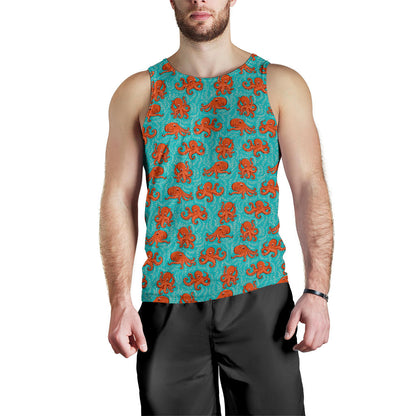 Octopus Cartoon Design Print Themed Men Tank Top