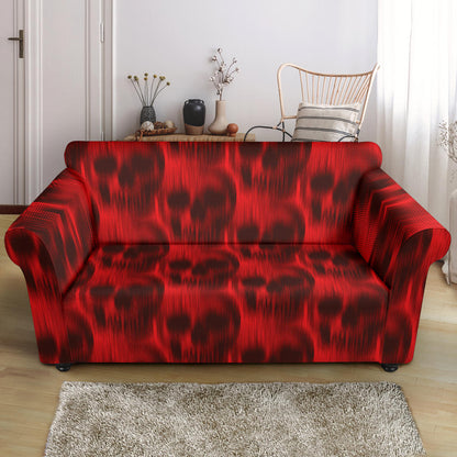 Skull Red Print Design LKS306 Loveseat Couch Slipcover