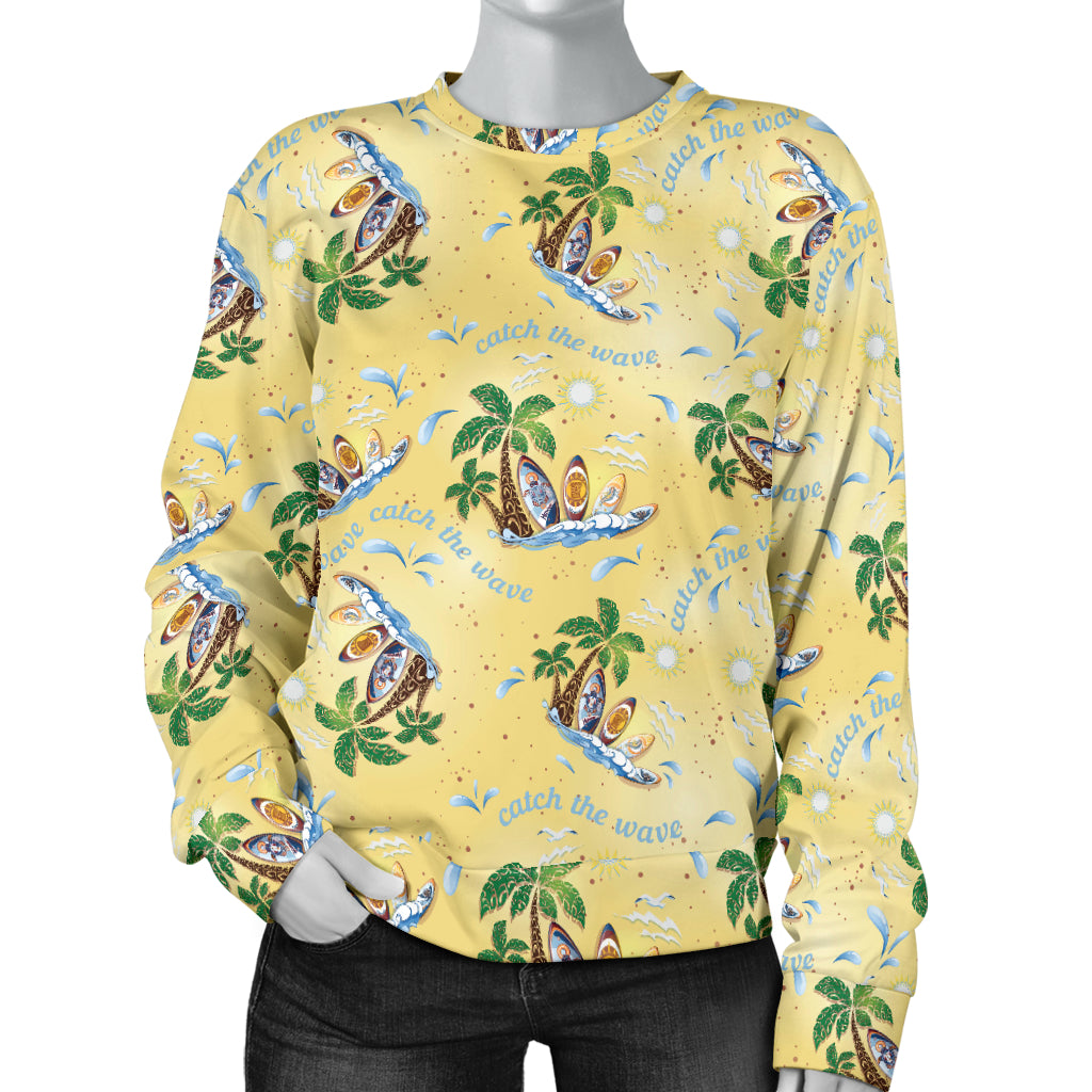 Surf Catch the Wave Design Women Long Sleeve Sweatshirt