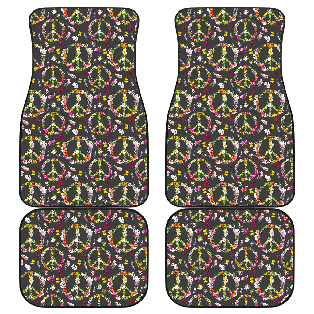 Peace Sign flowers Design Print Car Floor Mats Front Back