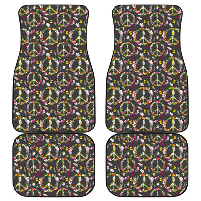 Peace Sign flowers Design Print Car Floor Mats Front Back