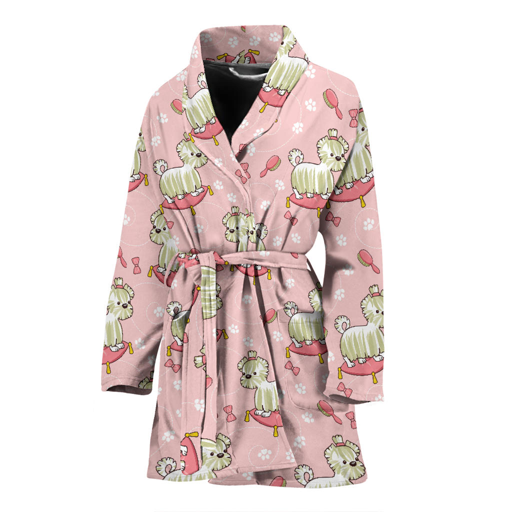 Bichons Frise Pattern Print Design 01 Women Bathrobe