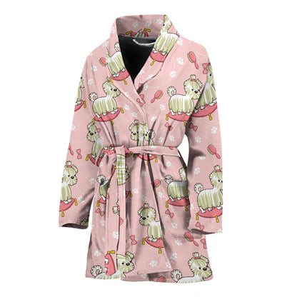 Bichons Frise Pattern Print Design 01 Women Bathrobe