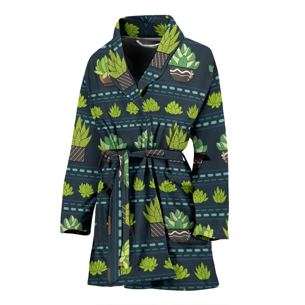 Cactus Pattern Print Design 07 Women Bathrobe