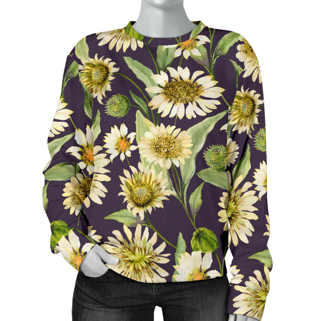 Daisy Vintage Print Pattern Women Long Sleeve Sweatshirt