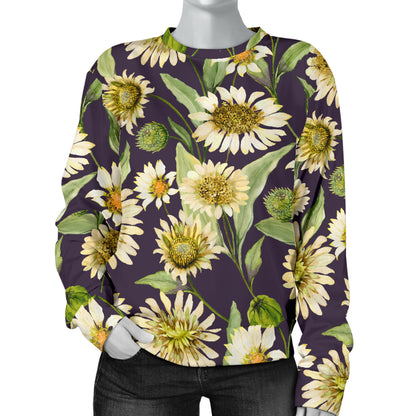 Daisy Vintage Print Pattern Women Long Sleeve Sweatshirt