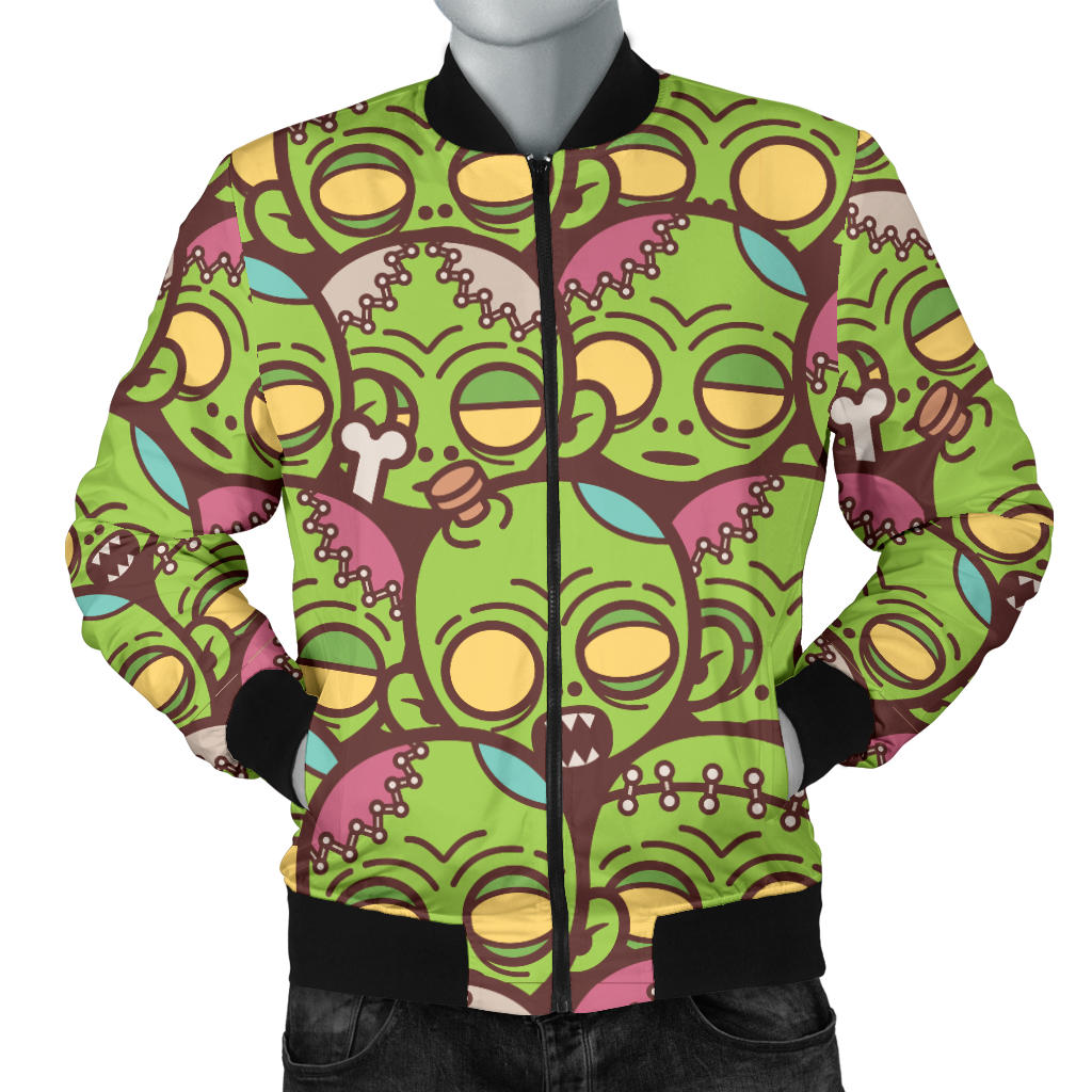 Zombie Head Design Pattern Print Men Bomber Jacket