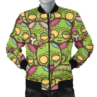 Zombie Head Design Pattern Print Men Bomber Jacket