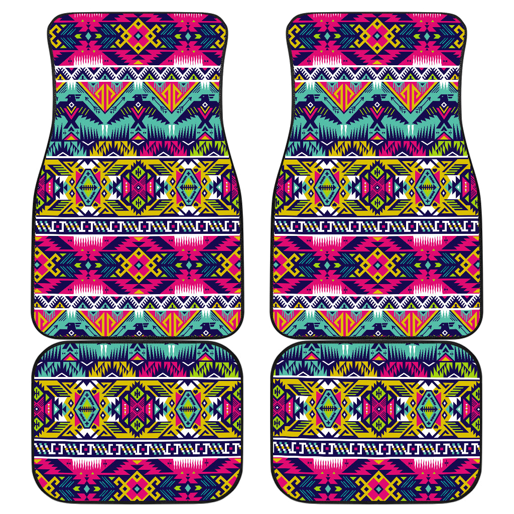 Indian Navajo Color Themed Design Print Car Floor Mats Front Back