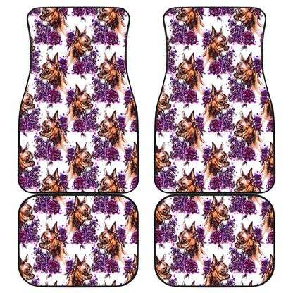 Chihuahua Purple Floral Car Floor Mats Front Back
