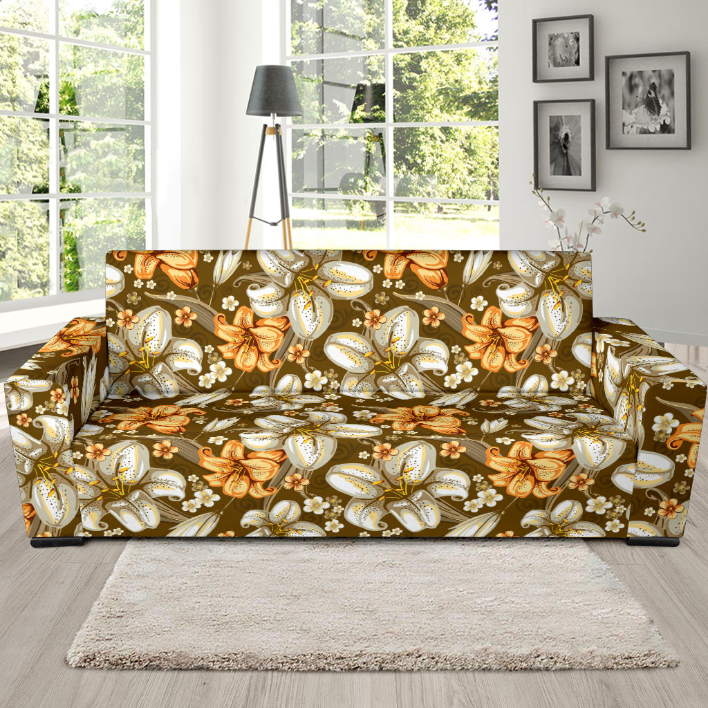 Lily Pattern Print Design 01 Sofa Slipcover