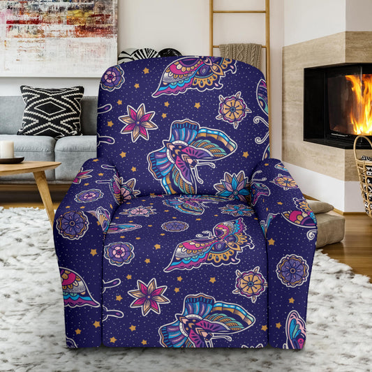 Butterfly Print Design LKS303 Recliner Slipcover with Pocket