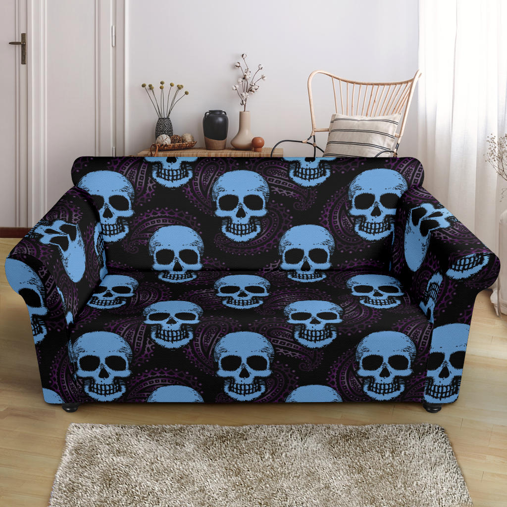 Skull Print Design LKS3012 Loveseat Couch Slipcover