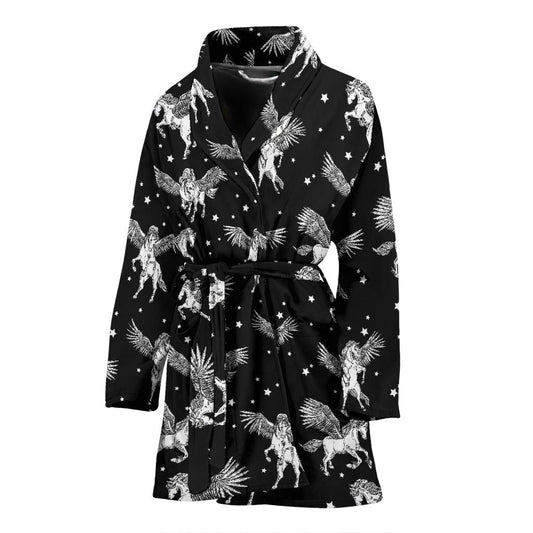 Pegasus Pattern Print Design 01 Women Bathrobe