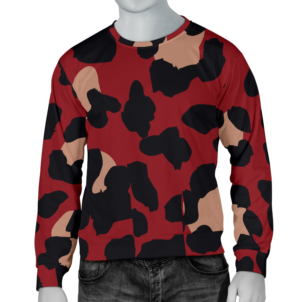 Cheetah Red Print Pattern Men Long Sleeve Sweatshirt