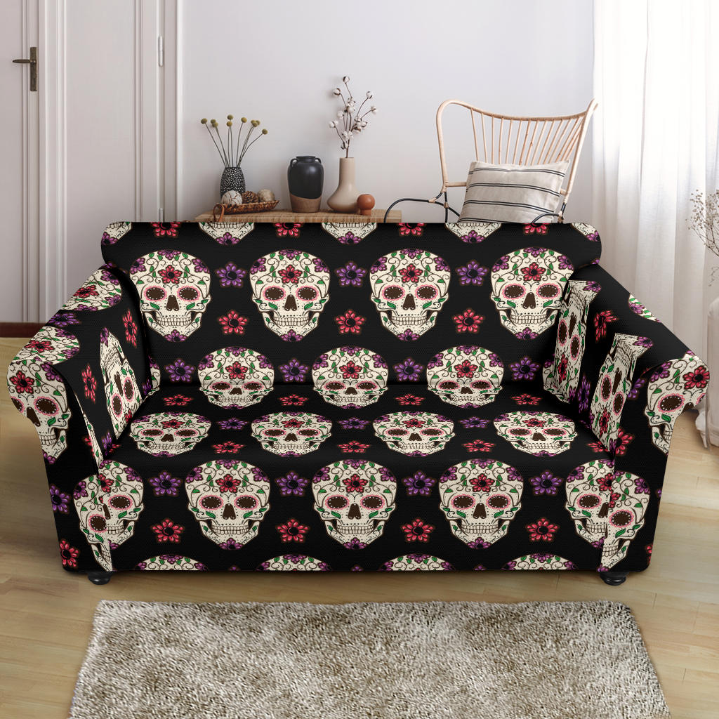 Sugar Skull Print Design LKS304 Loveseat Couch Slipcover