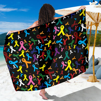 Cancer Awareness Pattern Print Design 03 Sarong Pareo Wrap