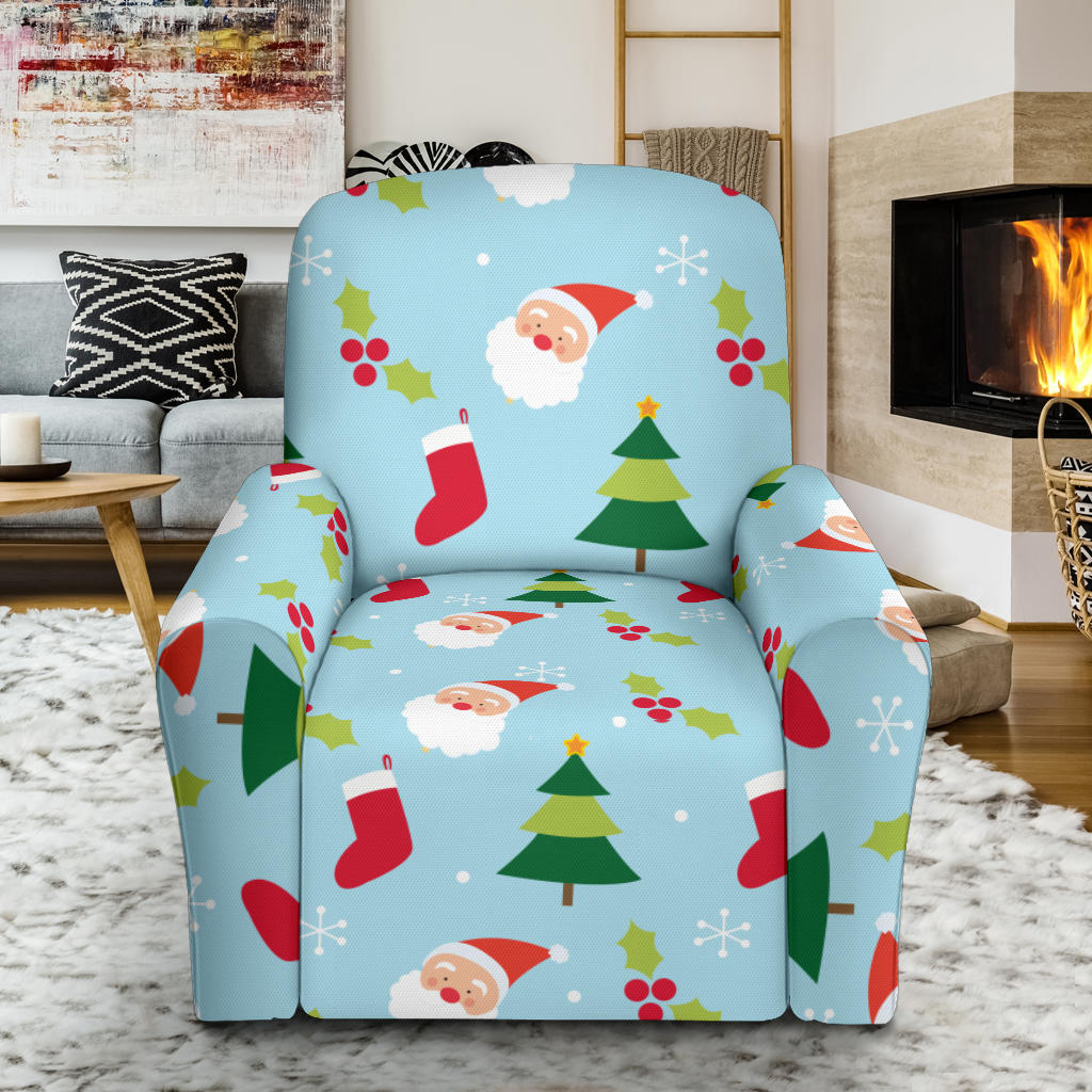 Santa Themed Print Design LKS301 Recliner Slipcover with Pocket