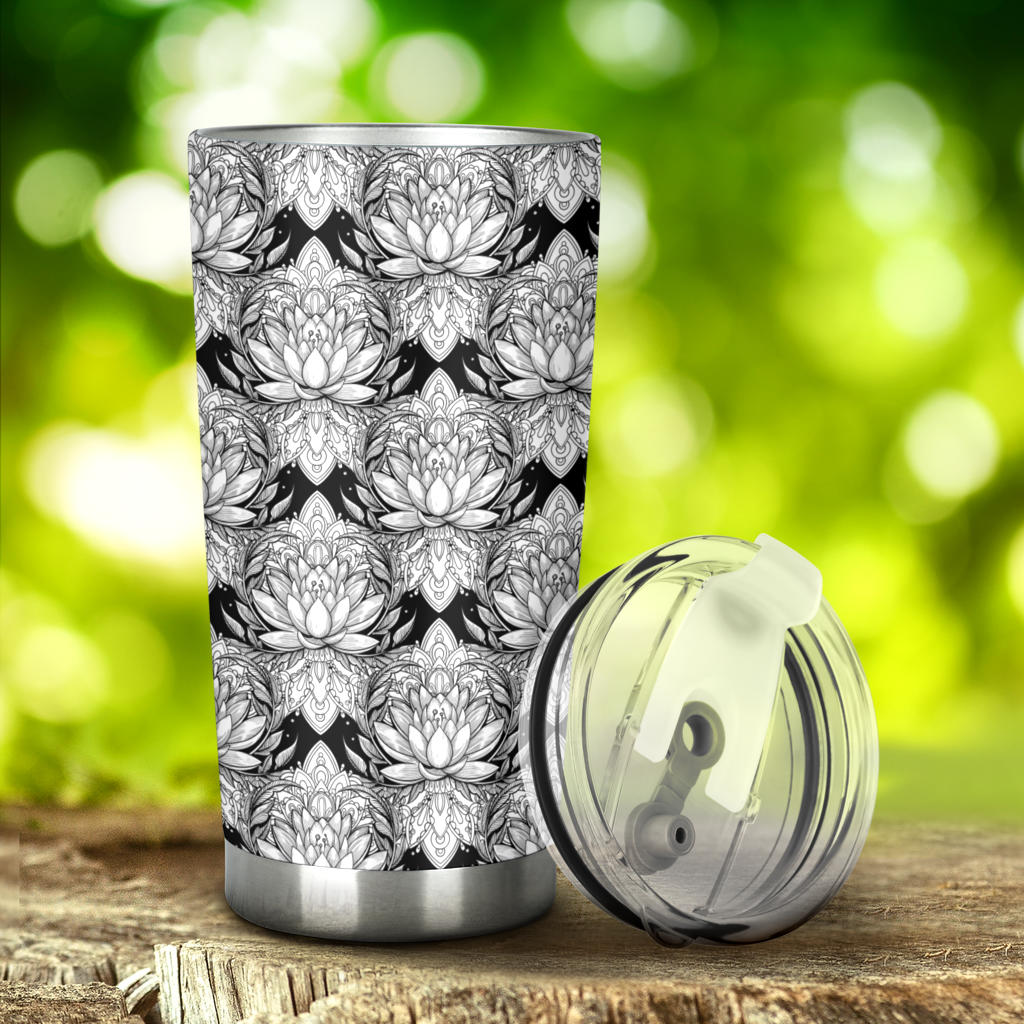 Lotus Mandala Print Pattern Tumbler
