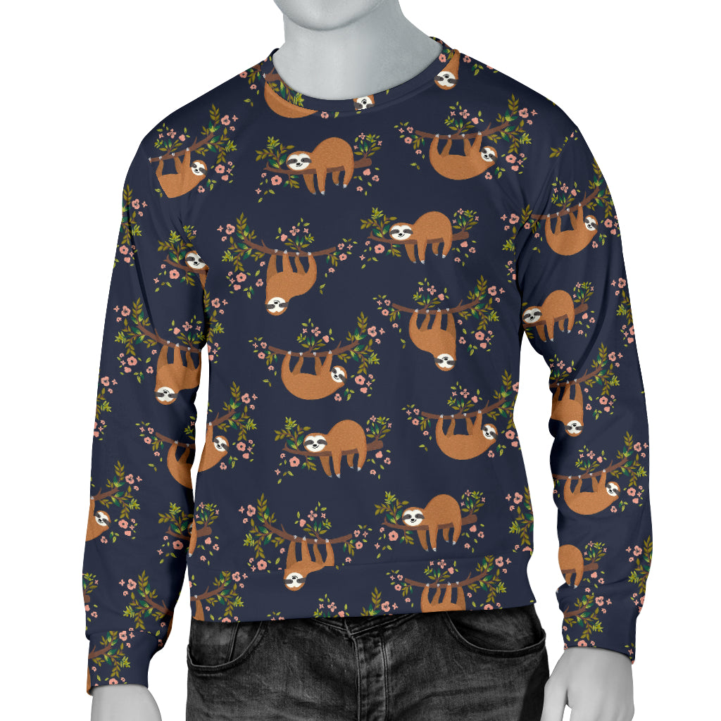 Sloth flower Design Themed Print Men Long Sleeve Sweatshirt