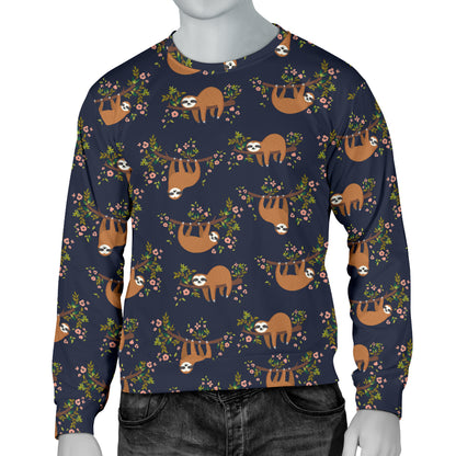 Sloth flower Design Themed Print Men Long Sleeve Sweatshirt