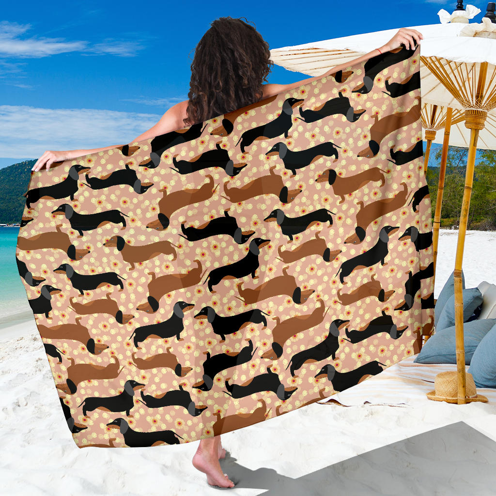Dachshund Pattern Print Design 011 Sarong Pareo Wrap