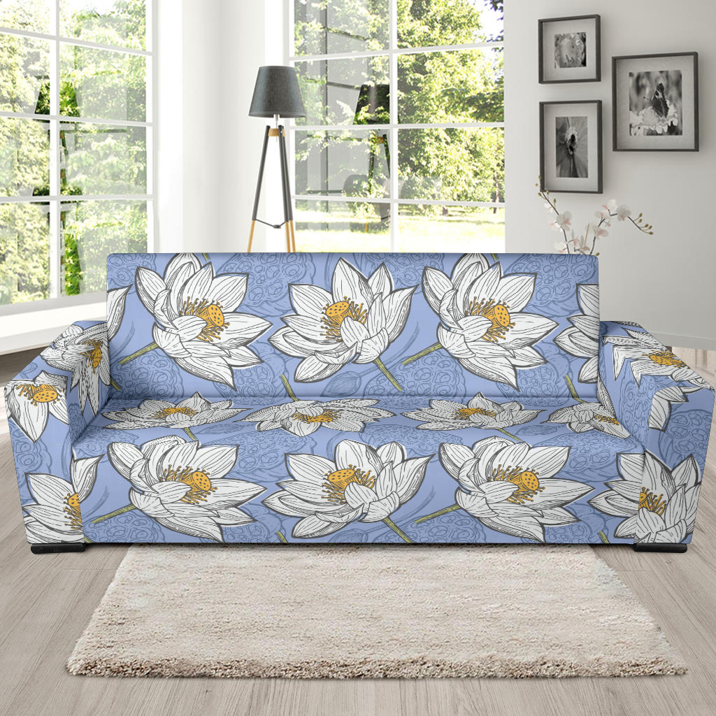 Lotus Pattern Print Design 04 Sofa Slipcover