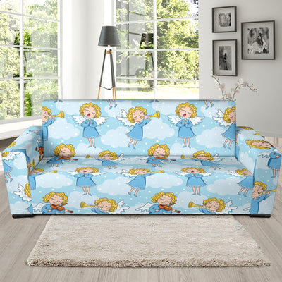 Angel Musician Pattern Print Design 09 Sofa Slipcover