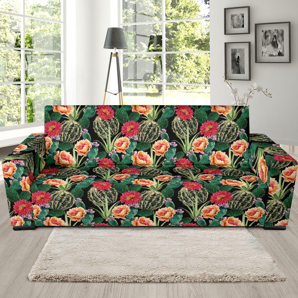 Cactus Pattern Print Design 06 Sofa Slipcover