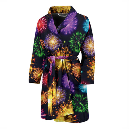 Firework Print Design LKS305 Men Bathrobe