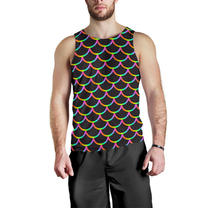 Mermaid Tail Rainbow Design Print Men Tank Top